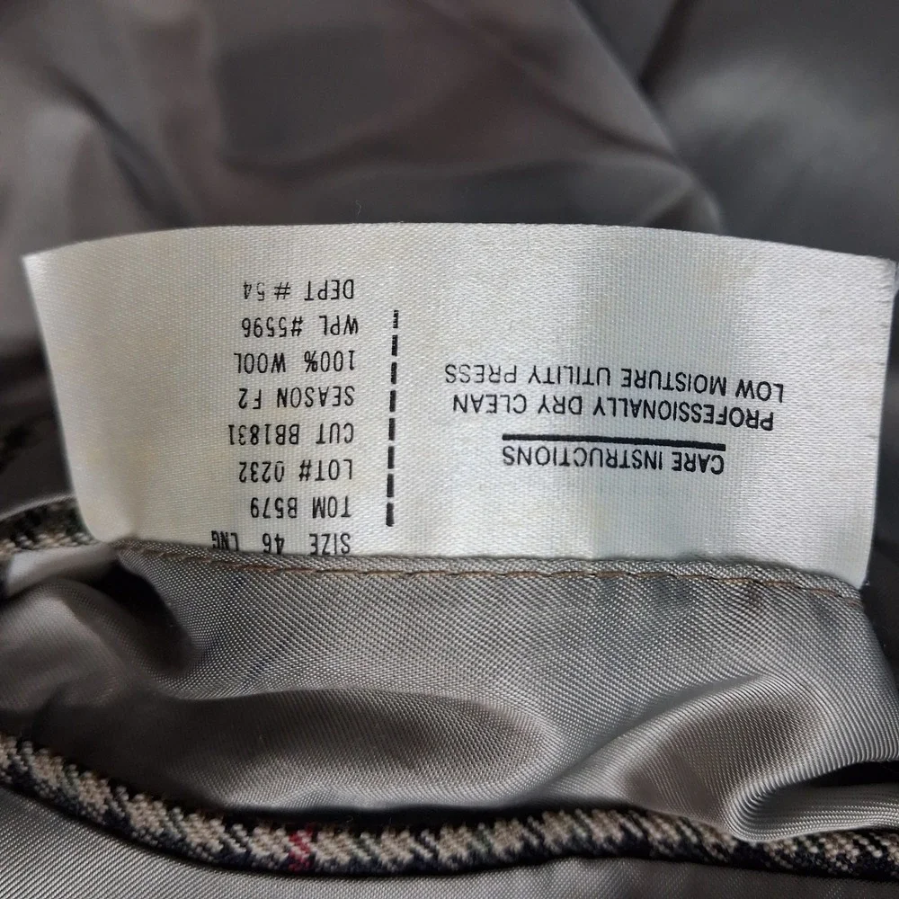 Brooks Brothers Mens 46 Long Pure Wool Glen Plaid Sport Coat Blazer‎ Multi Color